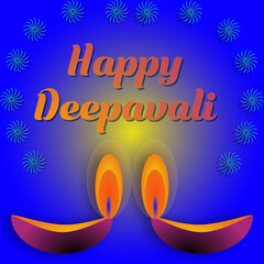 Happy Diwali greetings with text Happy Deepavali and Diya lights.