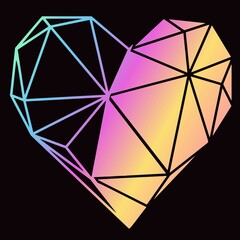 Geometrical diamond heart. Vector symbol  illustration. Hand drawn vector illustration.