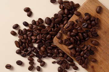 Brown coffee beans  close up