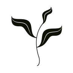 leaves silhouette icon style, curly leaves nature decoration