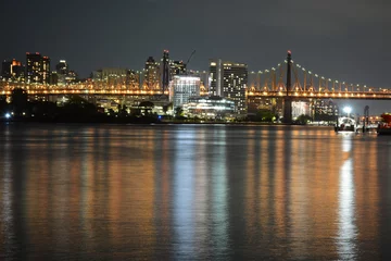 Foto op Plexiglas NEW YORK CITY - JUNE 26, 2019: Night view to Manhattan skyline from Gantry Plaza State Park © Andrey
