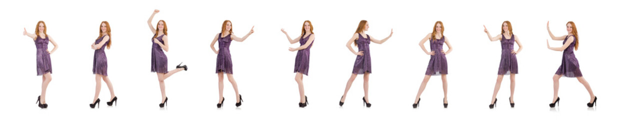 Woman giving thumbs up isolated on white