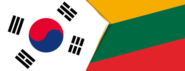 South Korea and Lithuania flags, two vector flags.