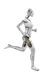 cyborg girl doing is running