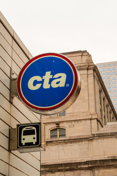 A CTA bus stop sign on the streets of Chicago, Illinois.