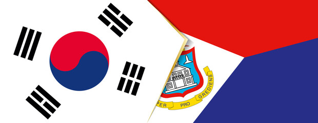 South Korea and Sint Maarten flags, two vector flags.