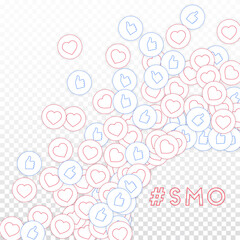 Social media icons. Smo concept. Falling scattered