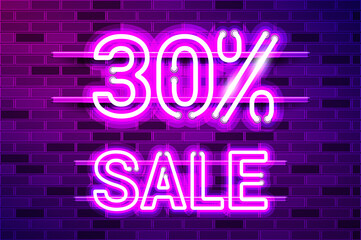Obraz premium 30 percent SALE glowing purple neon lamp sign