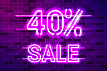 Obraz premium 40 percent SALE glowing purple neon lamp sign