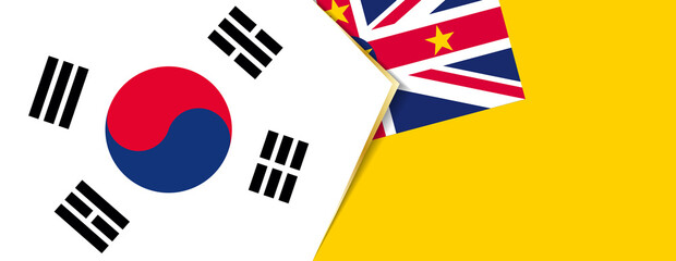 South Korea and Niue flags, two vector flags.