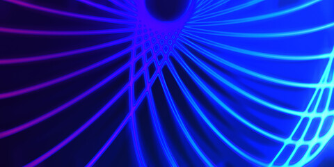Neon colorful abstract design of light waves. Digital background with neon light glowing effect. Bright rays wallpaper.