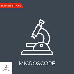 Microscope Thin Line Vector Icon. Flat Icon Isolated on the Black Background. Editable Stroke EPS file. Vector illustration.