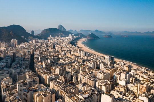 Aerial View Of Residential Area And Copacabana Beach In Rio De Janeiro, Brazil