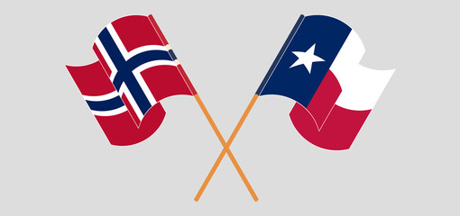 Crossed and waving flags of the State of Texas and Norway