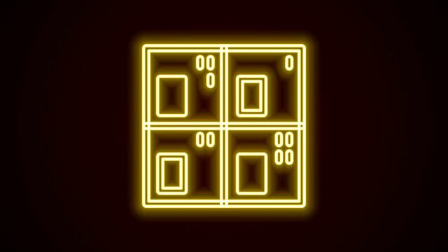 Glowing neon line Periodic table of the elements icon isolated on black background. 4K Video motion graphic animation