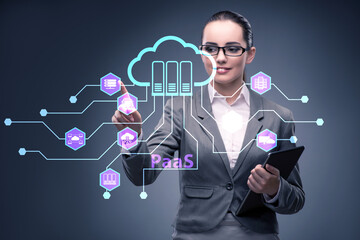 Businesswoman in platform as a service concept