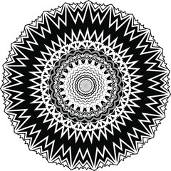 Mandala isolated on white background. Abstract pattern vector illustration. Retro black and white texture. Ornamental diwali pattern.