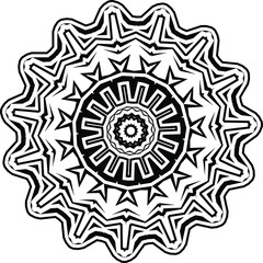 Indian decorative mandala. Black and white texture. Abstract pattern for tattoo and any kind of prints fabric design. Vector illustration