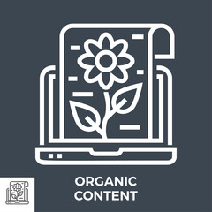 Organic Content Thin Line Vector Icon Isolated on the Black Background.