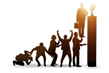 Career progression concept with businessman climbing stairs