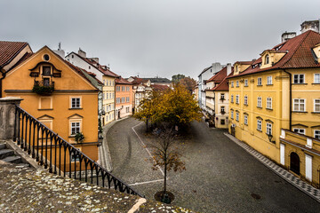 In the morning on Charles Bridge in Prague