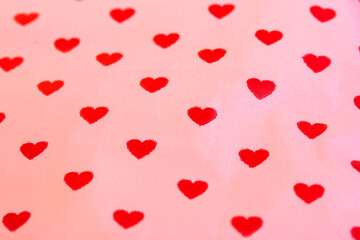 Background for Valentine's Day or all lovers day, red little hearts on white background
