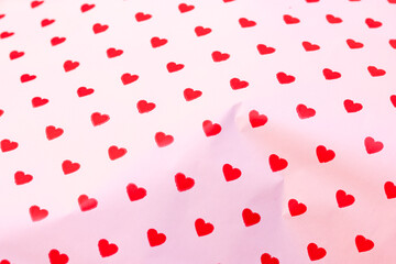 Background for Valentine's Day or all lovers day, red little hearts on white background
