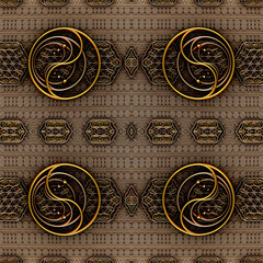 abstract patterns of gold and silver.seamless background image.3d rendering, 3d illustration.
