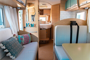 Beautiful Living room of a Motorhome with nice details. Roller Team motorhome design 