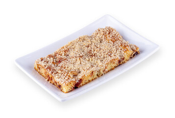 Crumble guava cake on a white background