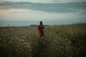 person walking in the field