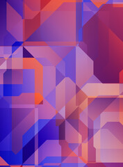 Fototapeta premium Layers of colorful and vibrant geometrical shapes. Digital illustration of a tech layout. Futuristic design template.