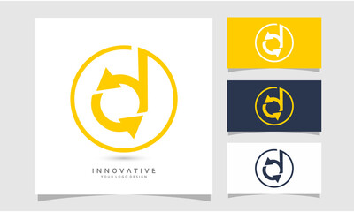Letter D logo design template idea with arrow icon, Graphic designer studio Concept.