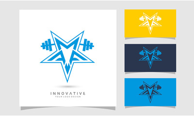 A star make letter FMF logo design template, Graphic designer studio Concept.