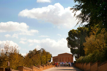 Obraz premium Agrigento Sicily covers a huge area called the Valley of the Temples. This is a large sacred area where 7 monumental Greek temples in the Doric style were constructed during the 6th & 5th centuries BC