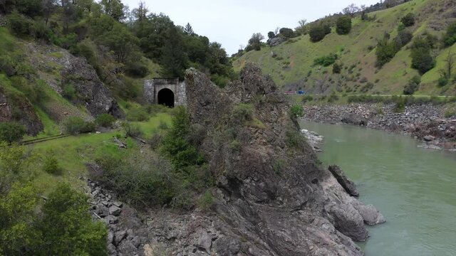 Retired Railway and Tunnel near Ukiah California Drone Scenic View