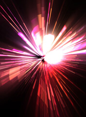 Naklejka na ściany i meble Futuristic lens flare. Light explosion star with glowing particles and lines. Beautiful abstract rays background.