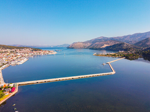 Debosset's bridge in argostoli Kefallonia and koutavos lagoon.
