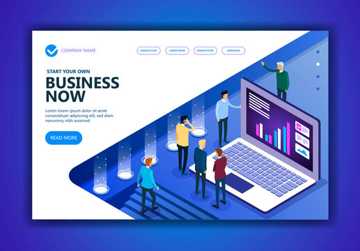 Business and finance vector isometric concept, Marketing isometric people working together and developing a successful business strategy, Vector illustration