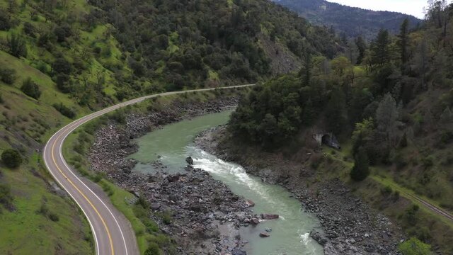 Retired Railway and Tunnel near Ukiah California Drone Scenic View