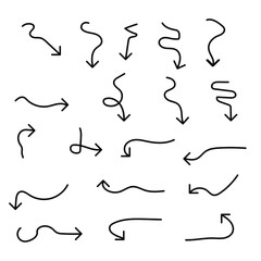 Set of rough hand drawn, handmade elements arrows, waypoints isolated on white background EPS Vector