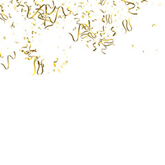 Holiday Serpentine. Gold Foil Streamers Ribbons.