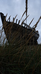 Shipwreck decaying in Akranes (Iceland).