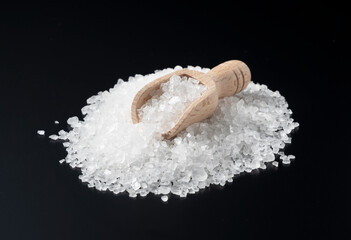 Himalayan rock salt on a black background