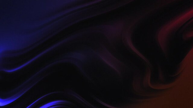 A dark red and blue looping 4K motion graphic background animation. Trippy, abstract, cloth or liquid style animation creating a stylish, abstract multicolor liquid pattern