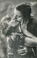 Young romantic erotic sexy couple Vintage picture