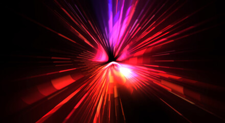 Futuristic lens flare. Light explosion star with glowing particles and lines. Beautiful abstract rays background.