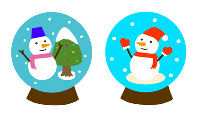 クリスマス向けの2つのスノードーム
