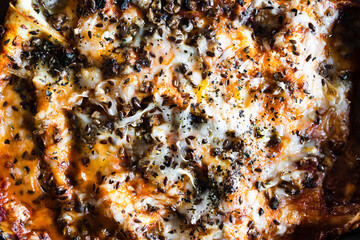 plant-based food, vegetable lasagna with dairy-free cheese