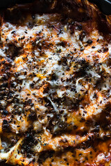 Obraz na płótnie Canvas plant-based food, vegetable lasagna with dairy-free cheese